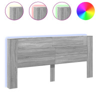 Produktbild för Sänggavel med LED grå sonoma 220x16,5x103,5 cm