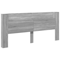 Produktbild för Sänggavel med LED grå sonoma 220x16,5x103,5 cm