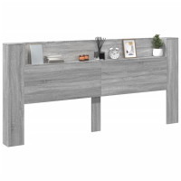Produktbild för Sänggavel med LED grå sonoma 220x16,5x103,5 cm