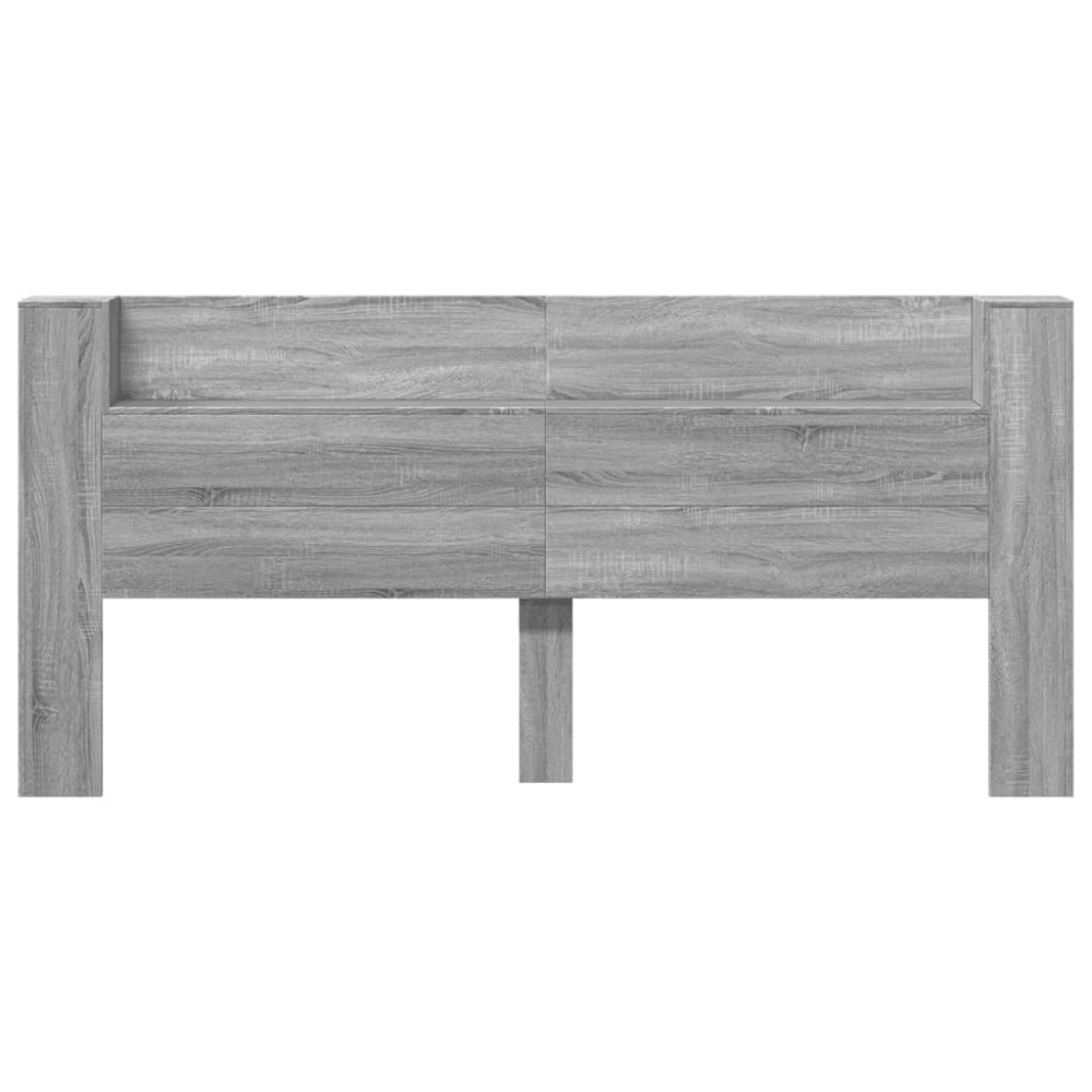 Produktbild för Sänggavel med LED grå sonoma 220x16,5x103,5 cm