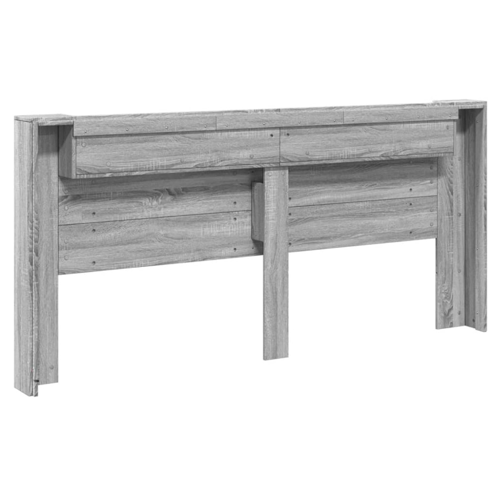 Produktbild för Sänggavel med LED grå sonoma 220x16,5x103,5 cm