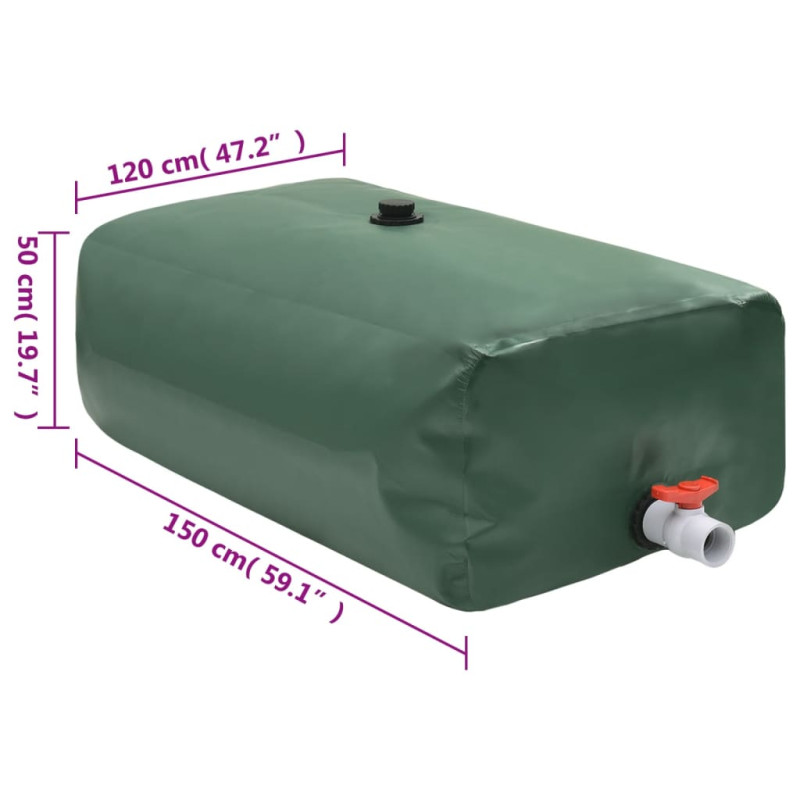 Produktbild för Vattentank med kran vikbar 1000 L PVC