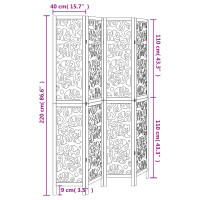 Produktbild för Rumsavdelare 4 paneler vit massivt kejsarträ
