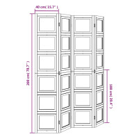 Produktbild för Rumsavdelare 4 paneler vit massivt kejsarträ