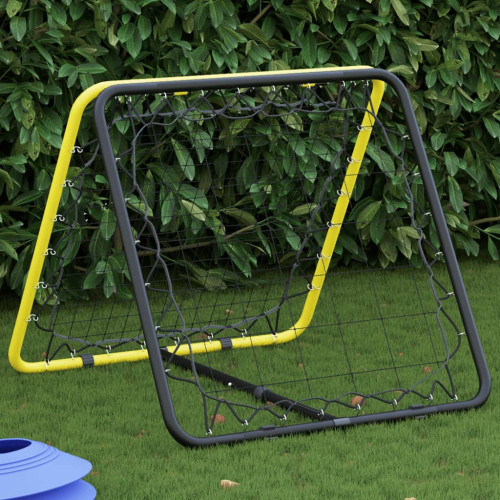 vidaXL Fotbollsnät med rebounder dubbel justerbart gul och svart stål