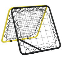 Produktbild för Fotbollsnät med rebounder dubbel justerbart gul och svart stål