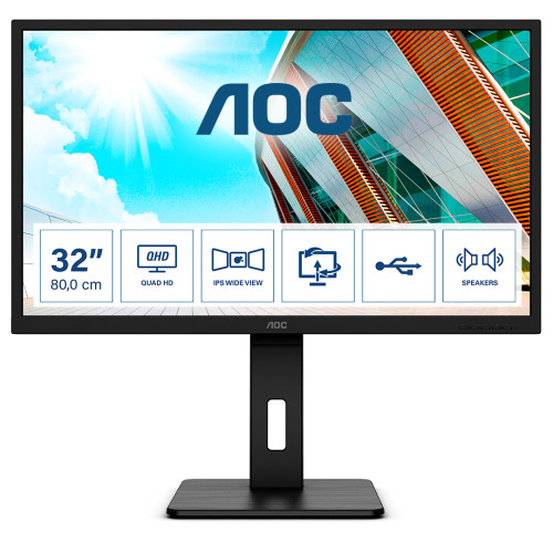 AOC AOC P2 Q32P2 platta pc-skärmar 80 cm (31.5") 2560 x 1440 pixlar 2K Ultra HD LED Svart