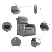 Produktbild för Elektrisk massagefåtölj grå konstläder