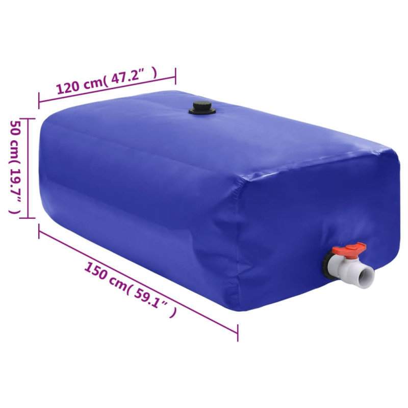 Produktbild för Vattentank med kran vikbar 1000 L PVC