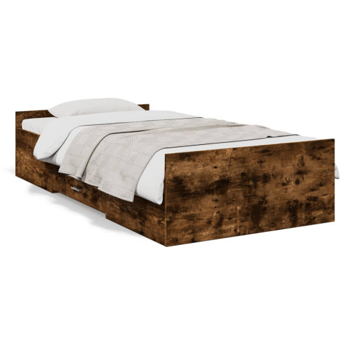 vidaXL Sängram med lådor rökfärgad ek 100x200 cm konstruerad trä