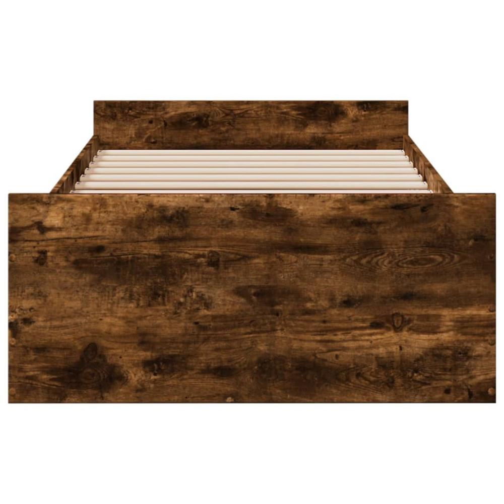 Produktbild för Sängram med lådor rökfärgad ek 100x200 cm konstruerad trä