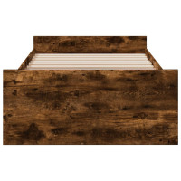 Produktbild för Sängram med lådor rökfärgad ek 100x200 cm konstruerad trä