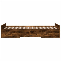 Produktbild för Sängram med lådor rökfärgad ek 100x200 cm konstruerad trä