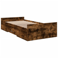 Produktbild för Sängram med lådor rökfärgad ek 100x200 cm konstruerad trä