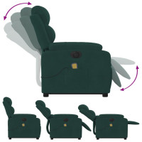 Produktbild för Elektrisk massagefåtölj med uppresningshjälp mörkgrön sammet