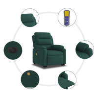 Produktbild för Elektrisk massagefåtölj med uppresningshjälp mörkgrön sammet