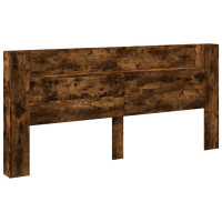 Produktbild för Sänggavel med LED rökfärgad ek 220x16,5x103,5 cm
