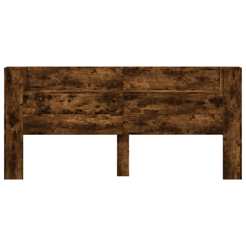 Produktbild för Sänggavel med LED rökfärgad ek 220x16,5x103,5 cm