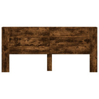 Produktbild för Sänggavel med LED rökfärgad ek 220x16,5x103,5 cm