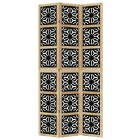 Produktbild för Rumsavdelare 3 paneler brun och svart massivt paulownia
