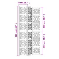 Produktbild för Rumsavdelare 3 paneler brun och svart massivt paulownia