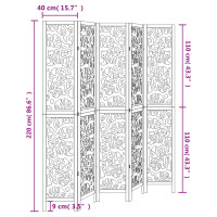 Produktbild för Rumsavdelare 5 paneler vit massivt kejsarträ