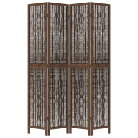 Produktbild för Rumsavdelare 4 paneler mörkbrun massivt kejsarträ