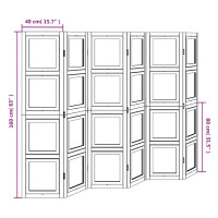 Produktbild för Rumsavdelare 6 paneler vit massivt kejsarträ