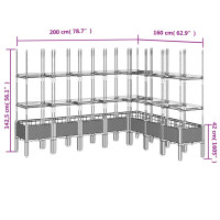 Produktbild för Odlingslåda med spaljé svart 200x160x142,5 cm PP