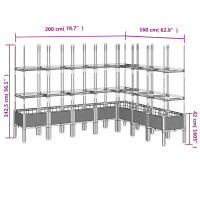 Produktbild för Odlingslåda med spaljé blågrå 200x160x142,5 cm PP