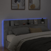 Produktbild för Sänggavel med LED betonggrå 220x16,5x103,5 cm