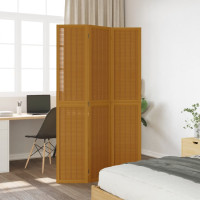 Produktbild för Rumsavdelare 3 paneler brun massivt kejsarträ