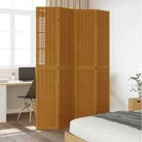 Produktbild för Rumsavdelare 4 paneler brun massivt kejsarträ