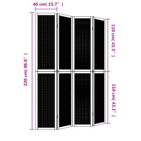 Produktbild för Rumsavdelare 4 paneler brun massivt kejsarträ