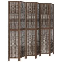 Produktbild för Rumsavdelare 6 paneler mörkbrun massivt kejsarträ