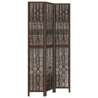 Produktbild för Rumsavdelare 3 paneler mörkbrun massivt kejsarträ