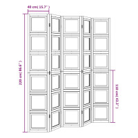 Produktbild för Rumsavdelare 5 paneler vit massivt kejsarträ