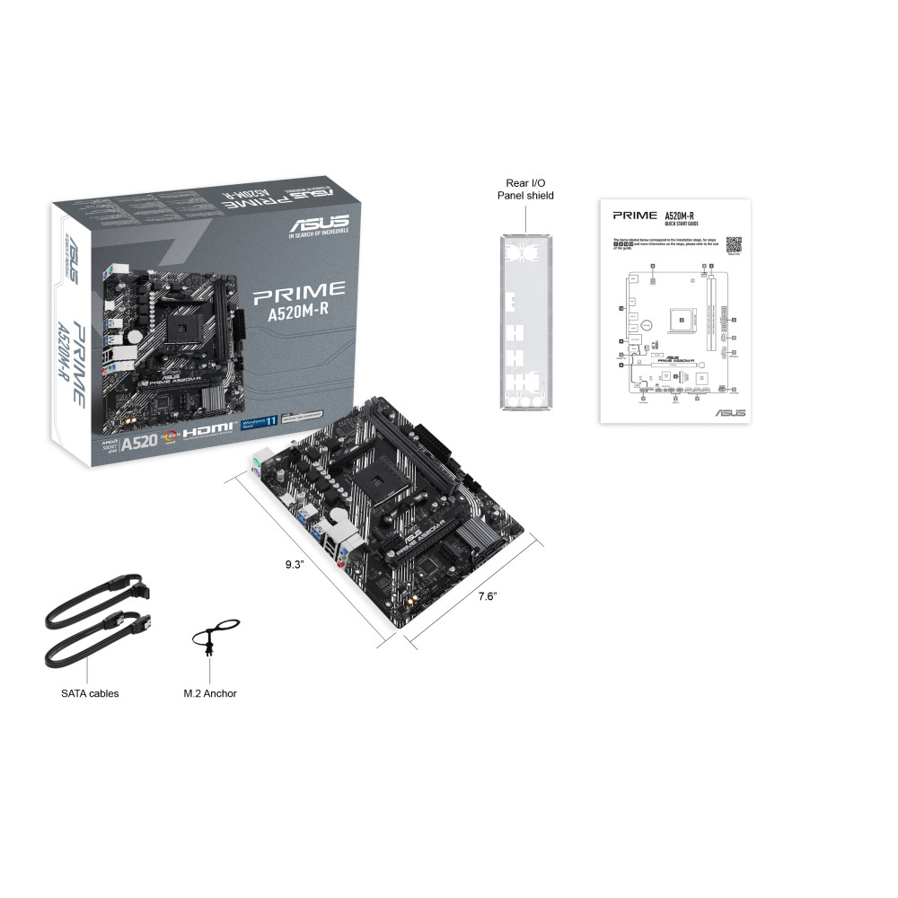 Produktbild för ASUS PRIME A520M-R AMD A520 Uttag AM4 micro ATX