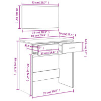 Produktbild för Sminkbord med spegel betonggrå 80x39x80 cm