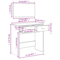 Produktbild för Sminkbord med spegel sonoma-ek 80x39x80 cm
