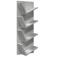 Produktbild för Vägghylla 4-hyllor betonggrå 33x16x90 cm