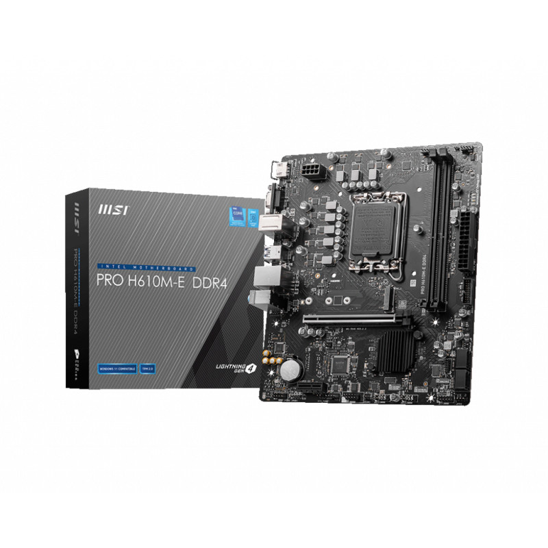 Produktbild för MSI PRO H610M-E DDR4 moderkort Intel H610 LGA 1700 micro ATX
