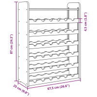 Produktbild för Vinställ med hylla 67,5x25x87 cm massiv furu