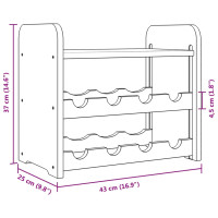 Produktbild för Vinställ med hylla 43x25x37 cm massiv furu