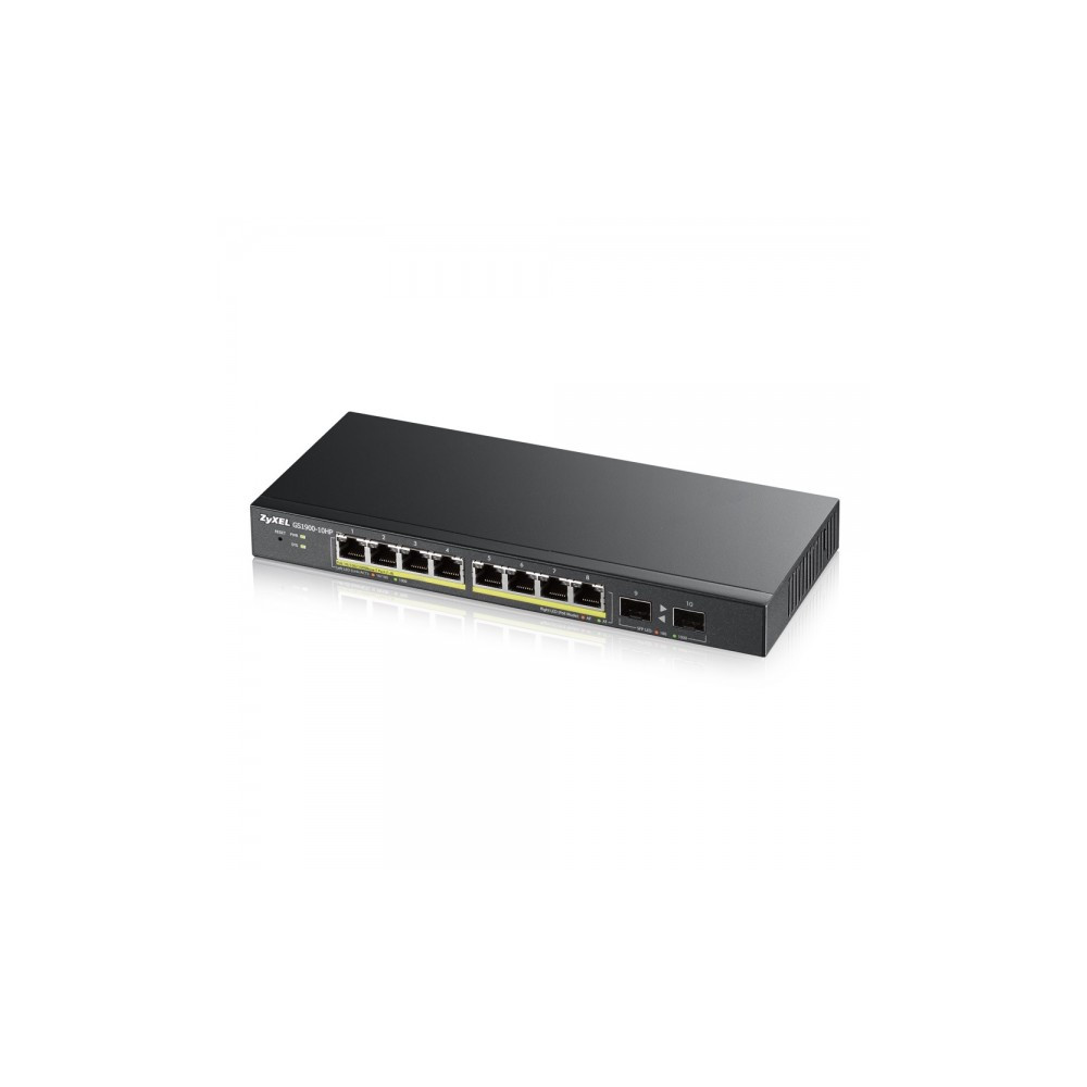 Produktbild för Zyxel GS1900-8HP v3 PoE hanterad L2 Gigabit Ethernet (10/100/1000) Strömförsörjning via Ethernet (PoE) stöd Svart
