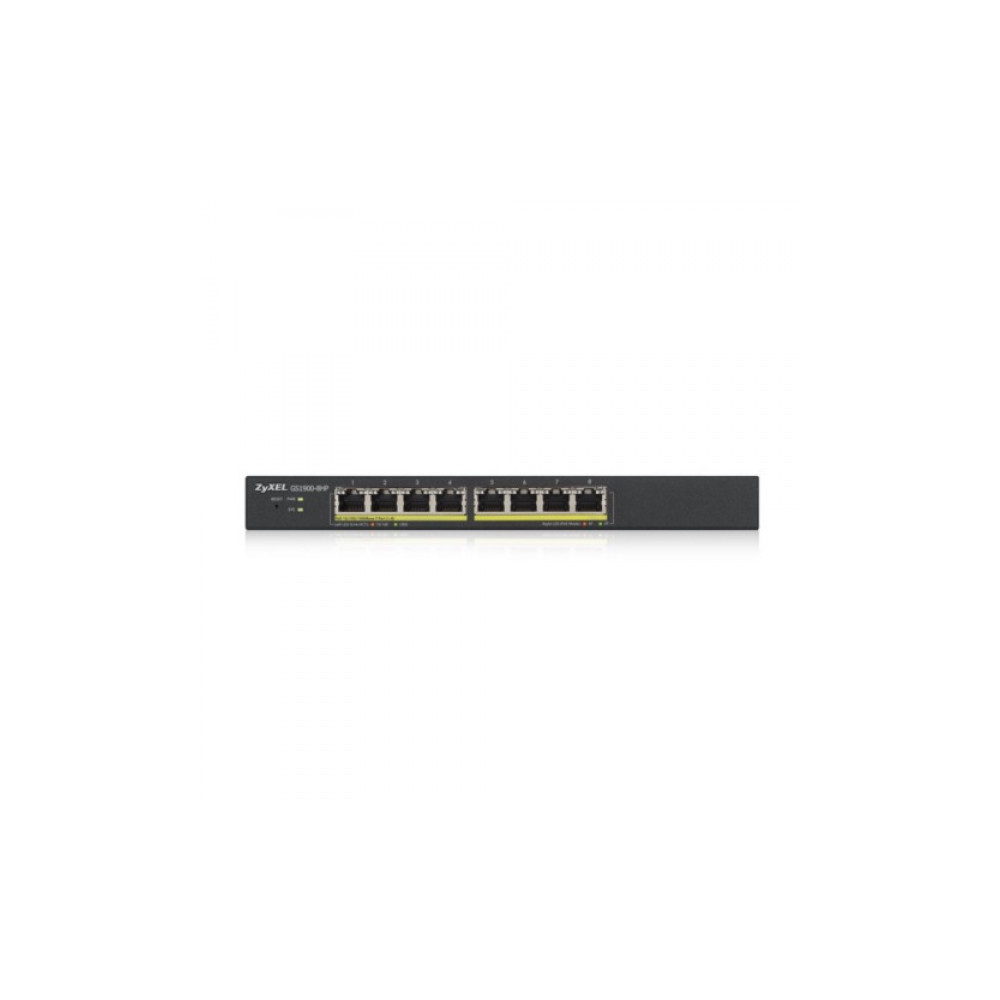 Produktbild för Zyxel GS1900-8HP v3 PoE hanterad L2 Gigabit Ethernet (10/100/1000) Strömförsörjning via Ethernet (PoE) stöd Svart