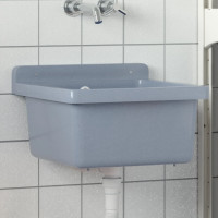 Produktbild för Väggmonterat tvättställ grå 40x40x24 cm harts