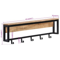 Produktbild för Klädhängare 87x10x27 cm massivt grovt mangoträ