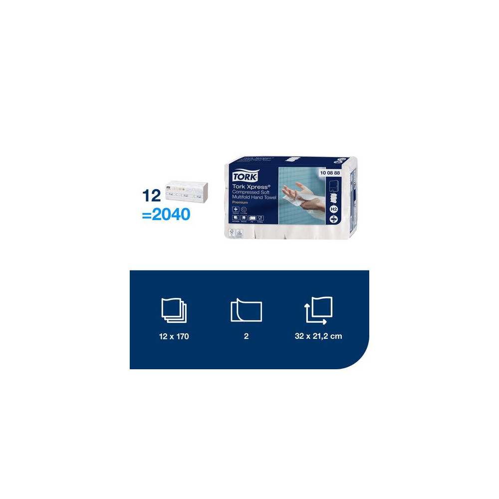 Produktbild för Handduk TORK Pre H2 Xpress Komp. 2040/fp