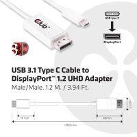 Produktbild för CLUB3D USB 3.1 Type C Cable to DisplayPort 1.2 UHD Adapter